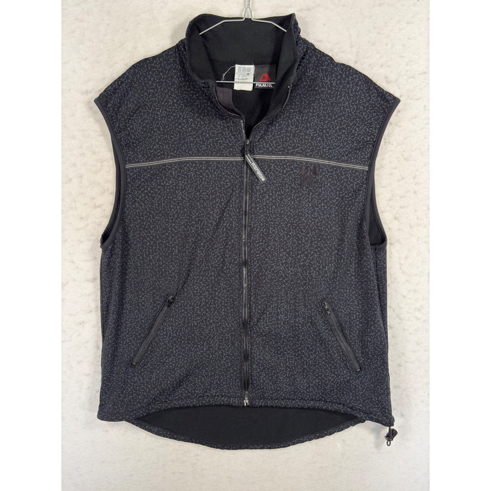 InSport Polar rec Fleece Lined Cycling Vest mens Black Grey Abstract vintage 90s